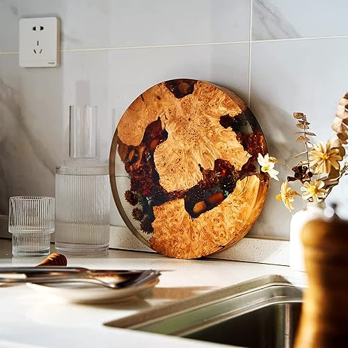 Miniatura 3 de Tabla de cortar y servir de pino y abeto para Navidad  Plato de queso y embutidos de resina de madera de olivo italiano  Hermoso tema de bosque de