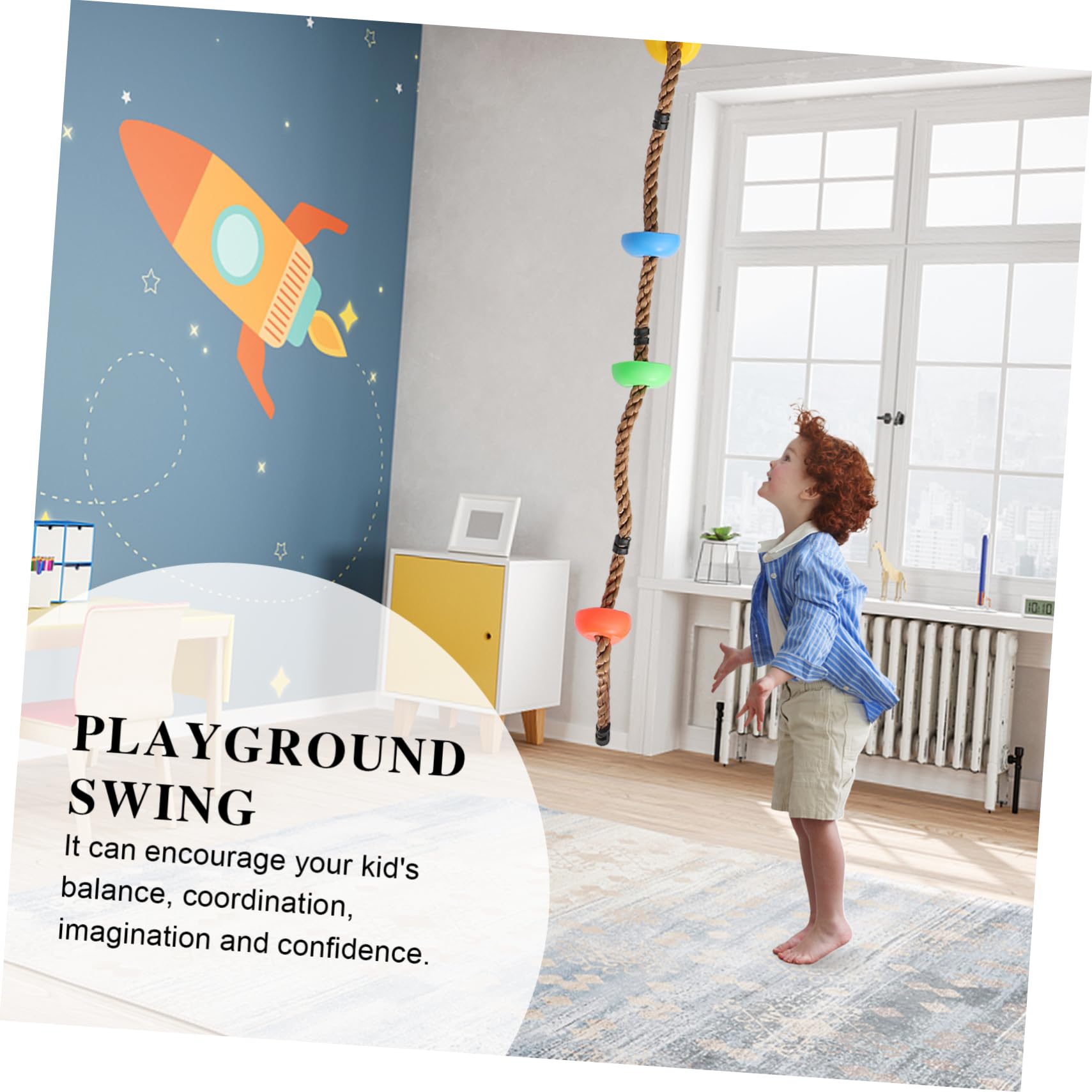 BCOATH 1Pc Swing Climbing Rope with Disc Outdoor Playground for and Climbing Accessory for Exercise and Fun Disc