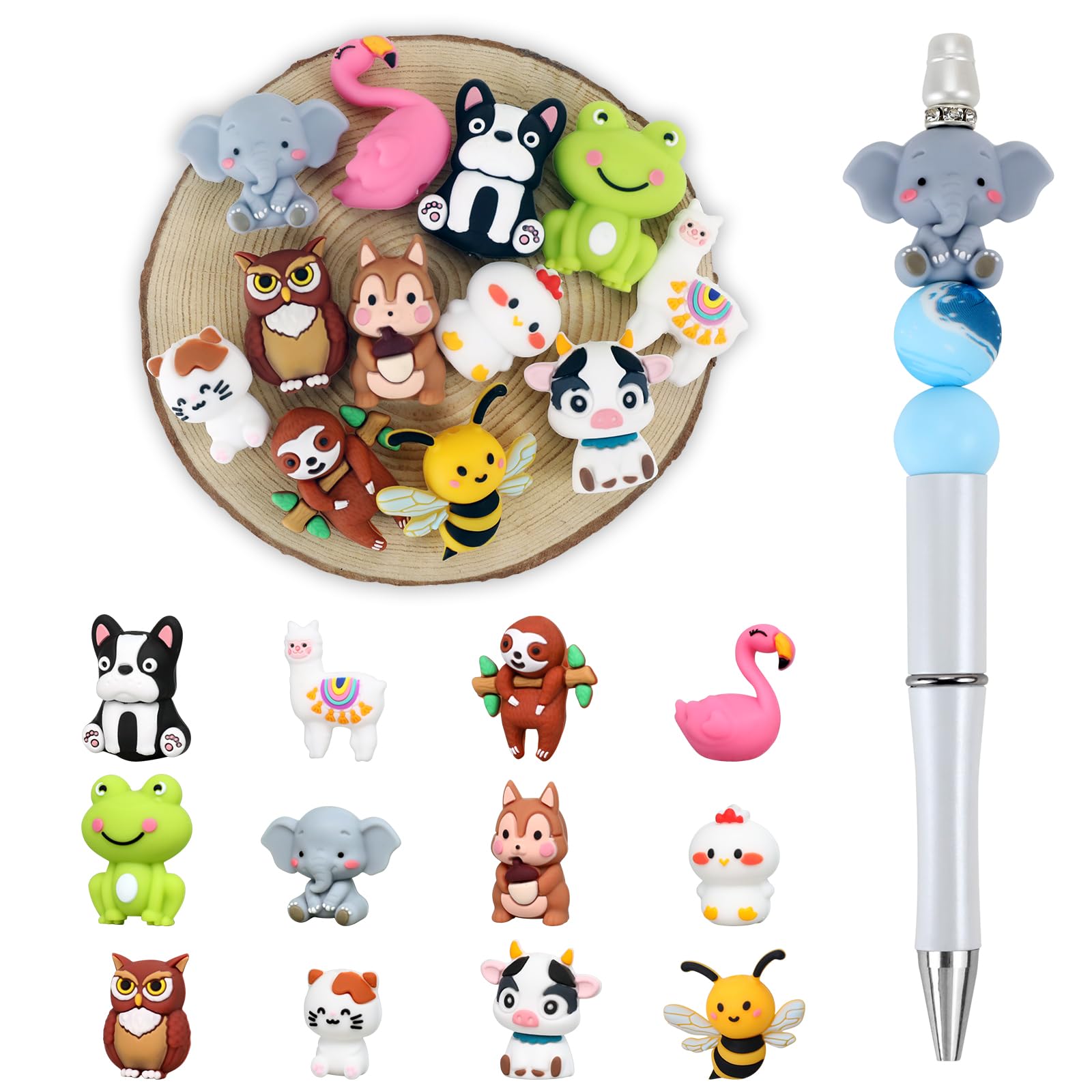 Perles focales en silicone pour bracelet : perle animal 3D et tournesol pour DIY