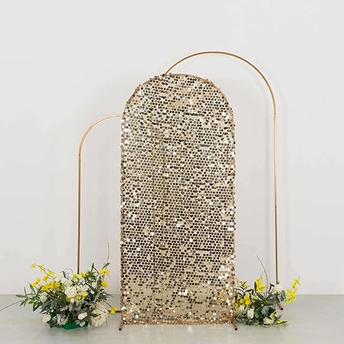 Efavormart - Funda para telón de fondo de lentejuelas color champán brillante para arco de boda con parte superior redonda, 6 pies