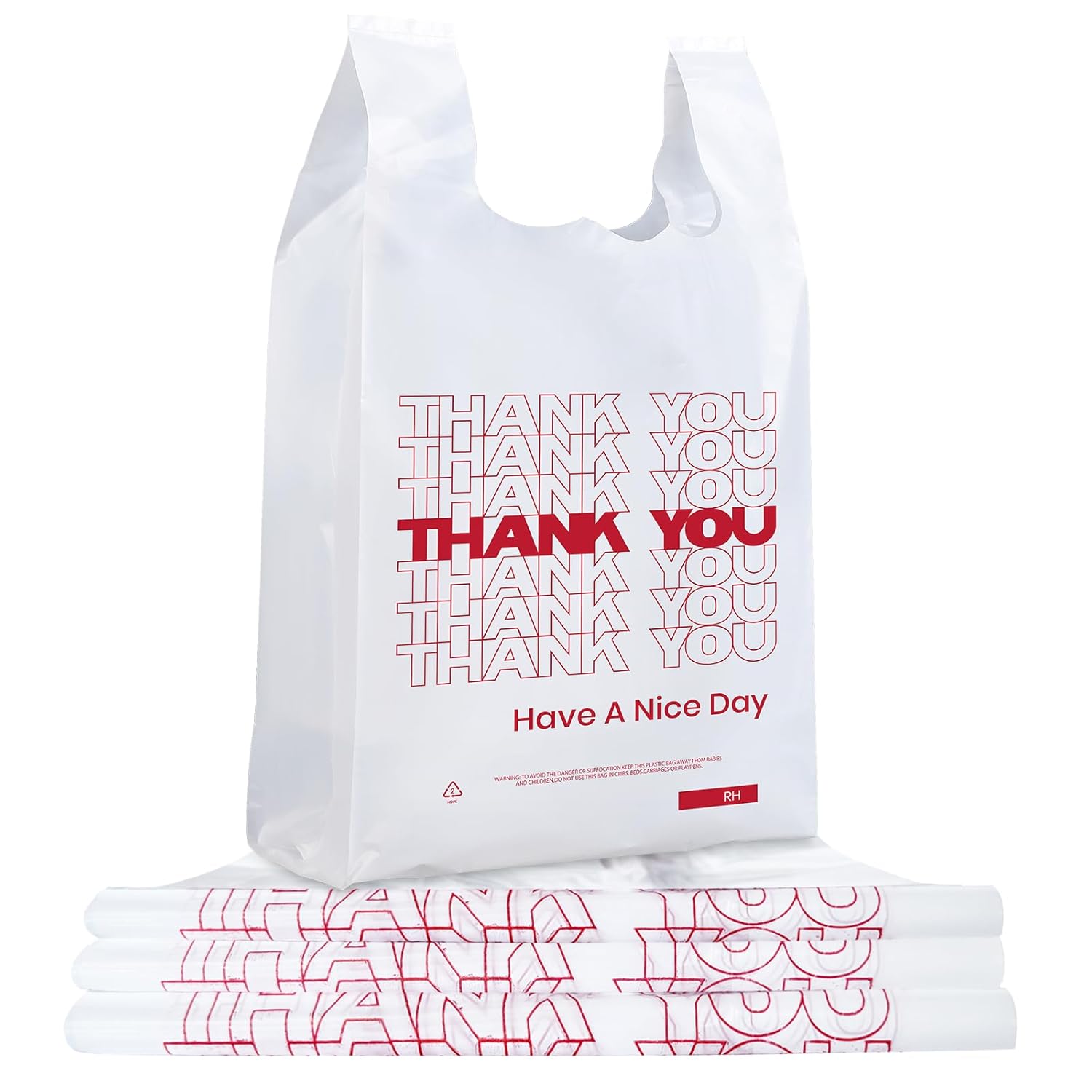 Soeos Thank You Plastic Bags, 210 Count, White Shopping...