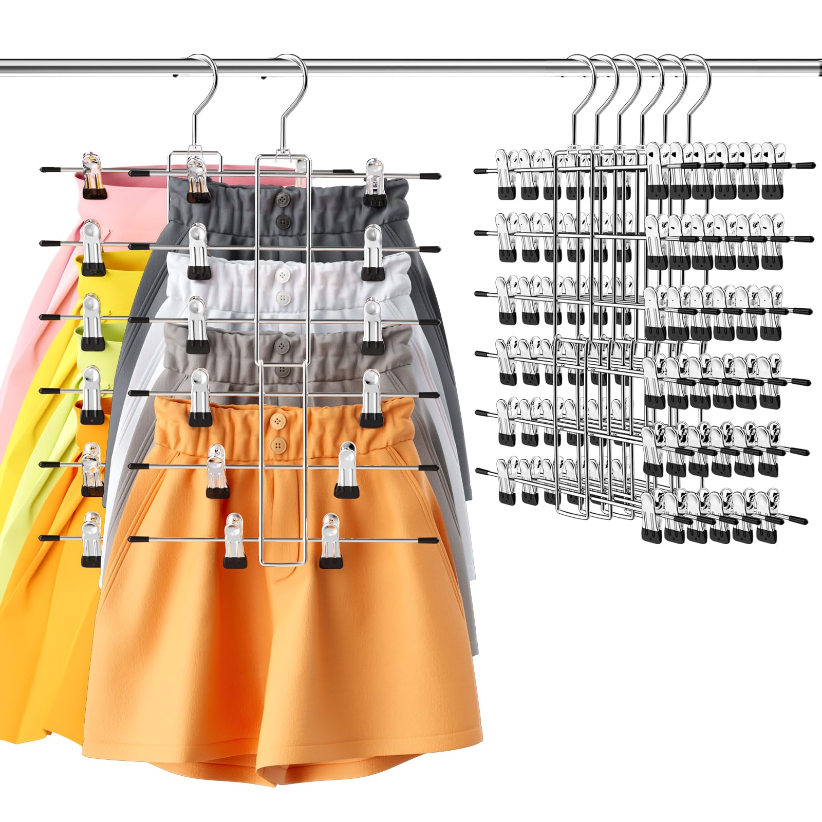 Perchas para pantalones 2L, perchas para faldas, 6 niveles, 6 unidades