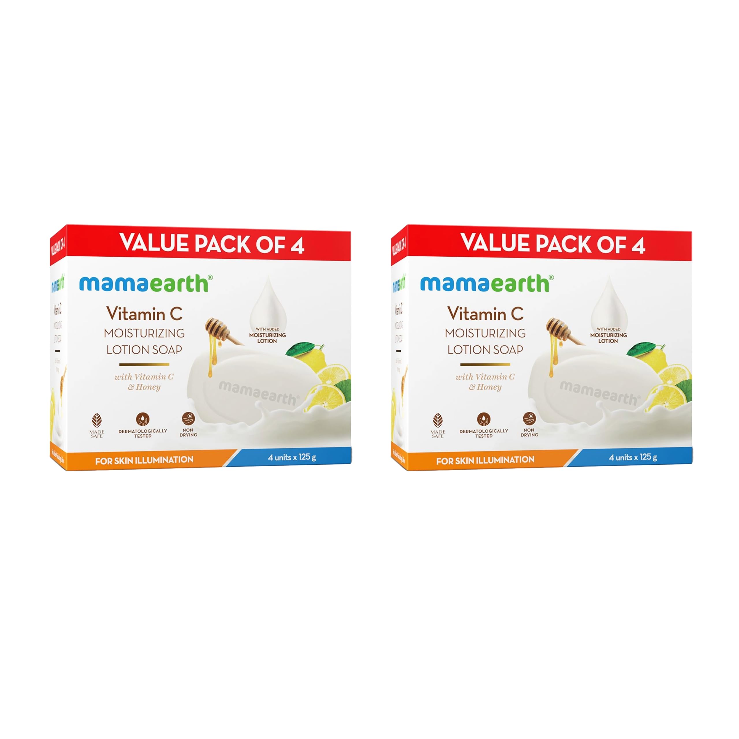 Vitamin C Moisturizing Lotion Soap(Value Pack of 8) - 125 g X 8 Units | Deeply Cleanses | Moisturizing Bathing Bar | Brightens Skin | Nourishes Dry Skin | Non-Drying | 76% TFM Grade 1 Soap