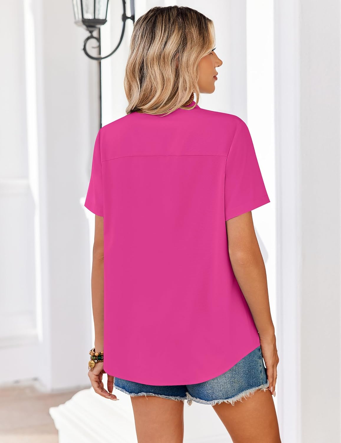 Zeagoo Women Blouses Short Sleeve Button Down Shirts Business Casual Dressy Work Tops Summer Spring Clothes - Image 6