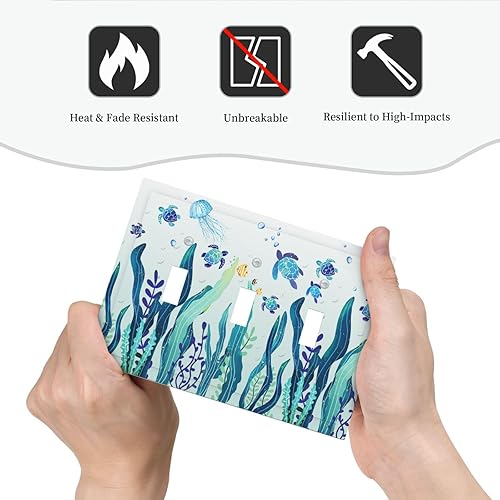 Miniatura 287 de Vista de ventana, isla tropical, playa, palmeras, cielo soleado, cubierta de interruptor de luz de palanca individual, placa decorativa de pared