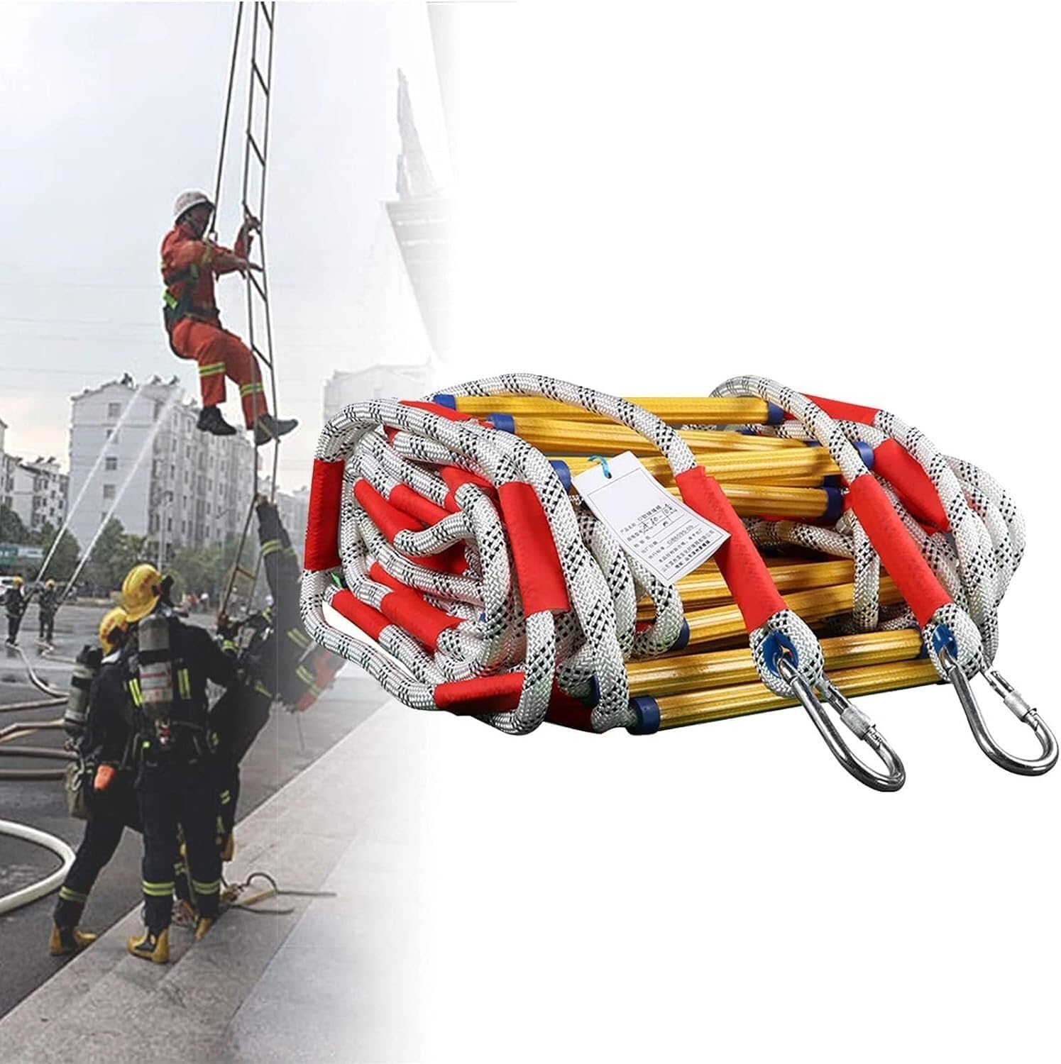 Generico Scala antincendio in Corda - Scala di Emergenza antincendio per Uso Interno ed Esterno, ignifuga e Resistente, Disponibile nelle Lunghezze di 10 m/32,8 Piedi e 12 m/39,4 Piedi