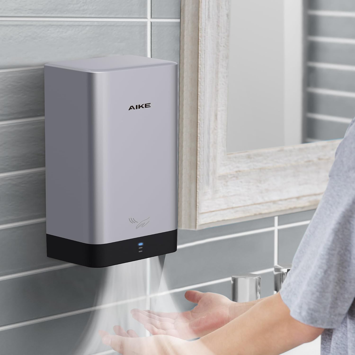 AIKE Hand Dryer and Paper Towel Dispenser Combination, Model AK2822 & AK5101 Silver