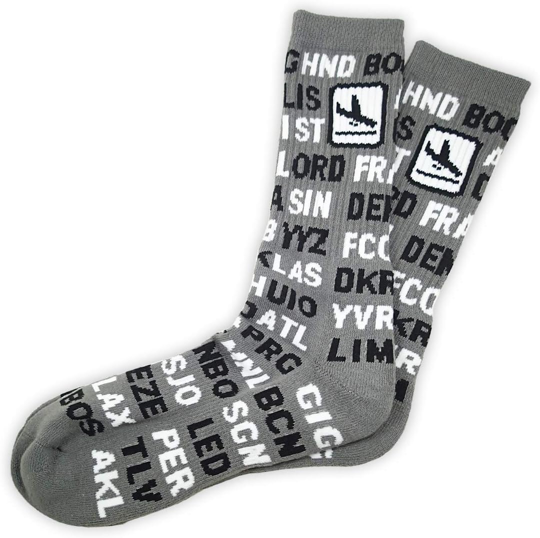 International Airport Codes, Aviation-Themed Premium Crew Socks 1-Pair - Image 2