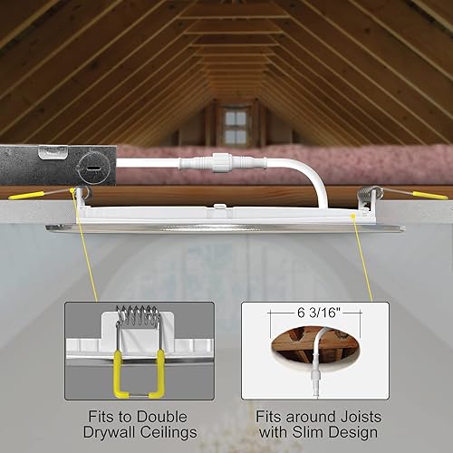 Miniatura 4 de NUWATT Paquete de 12 luces LED empotrables ultrafinas de 6 pulgadas, seleccionables 2700 K3000 K3500 K4000 K5000 K, alto brillo, 1050 lúmenes,