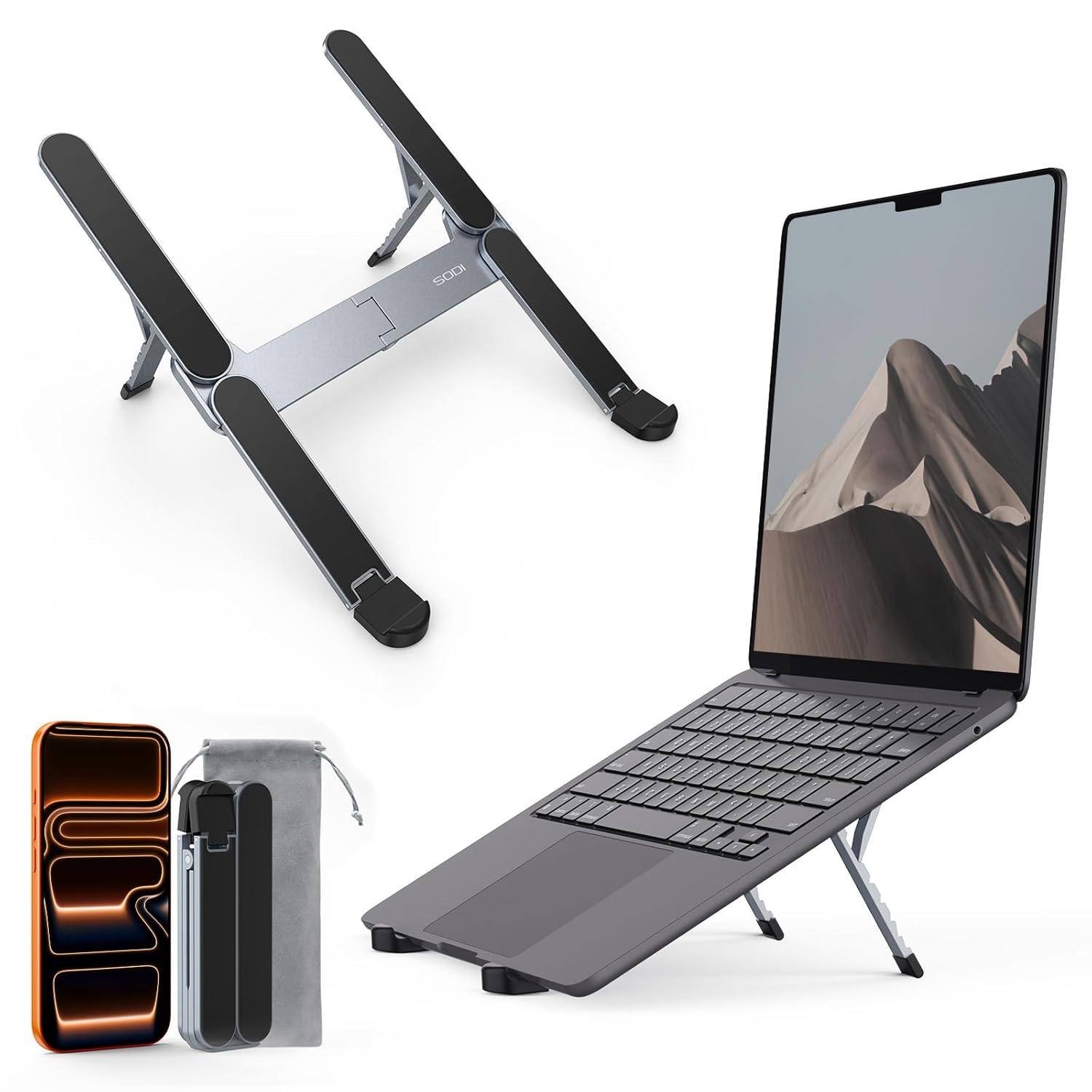 SODI Ultra Compact Foldable Portable Laptop Stand for Desk Lightweight Tablet Stand for Business Travel Library Cafe 6