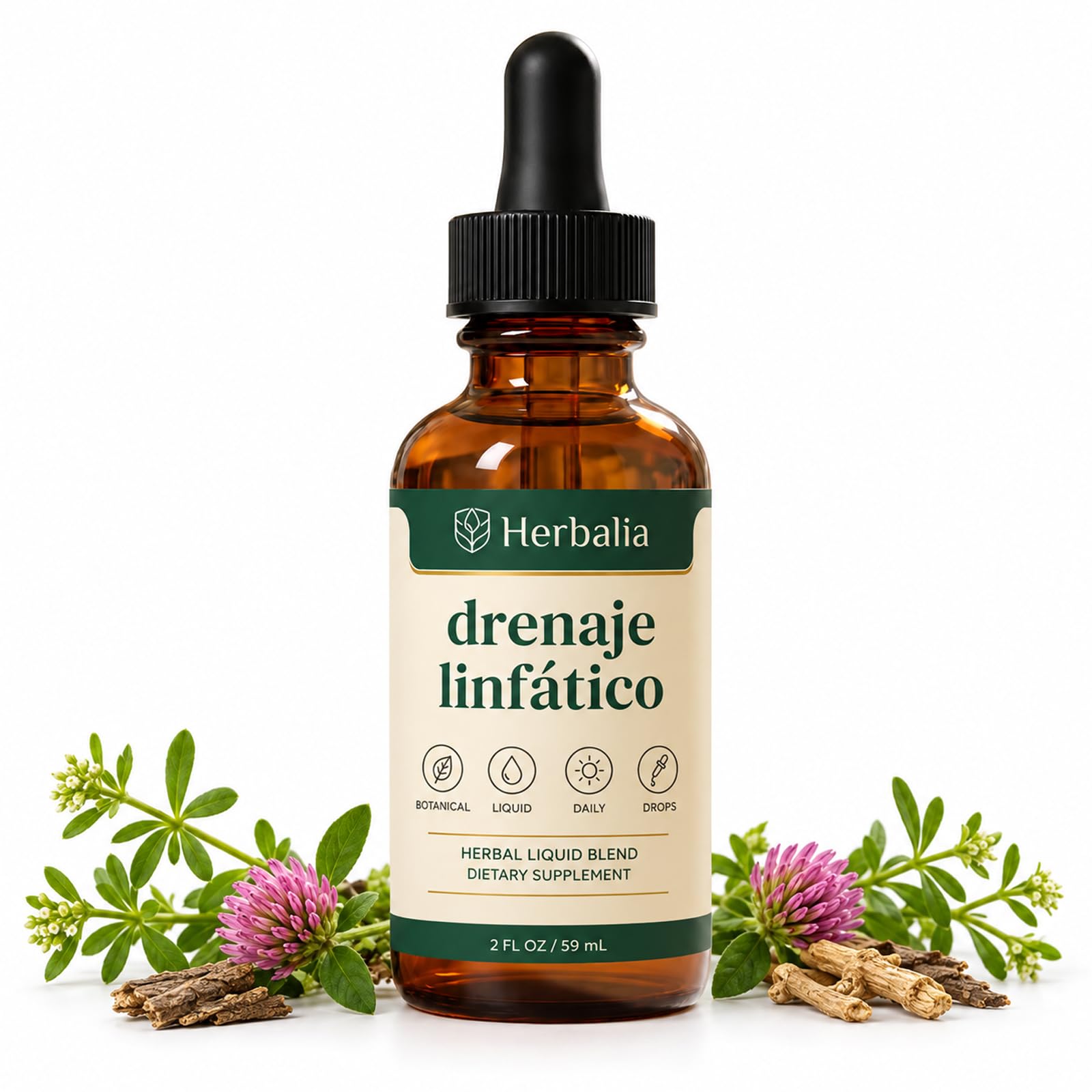 Drenaje Linfatico, Liquid Lymphatic Support Drops – Fast-Absorbing Herbal Formula, Vegan, 2 Fl Oz