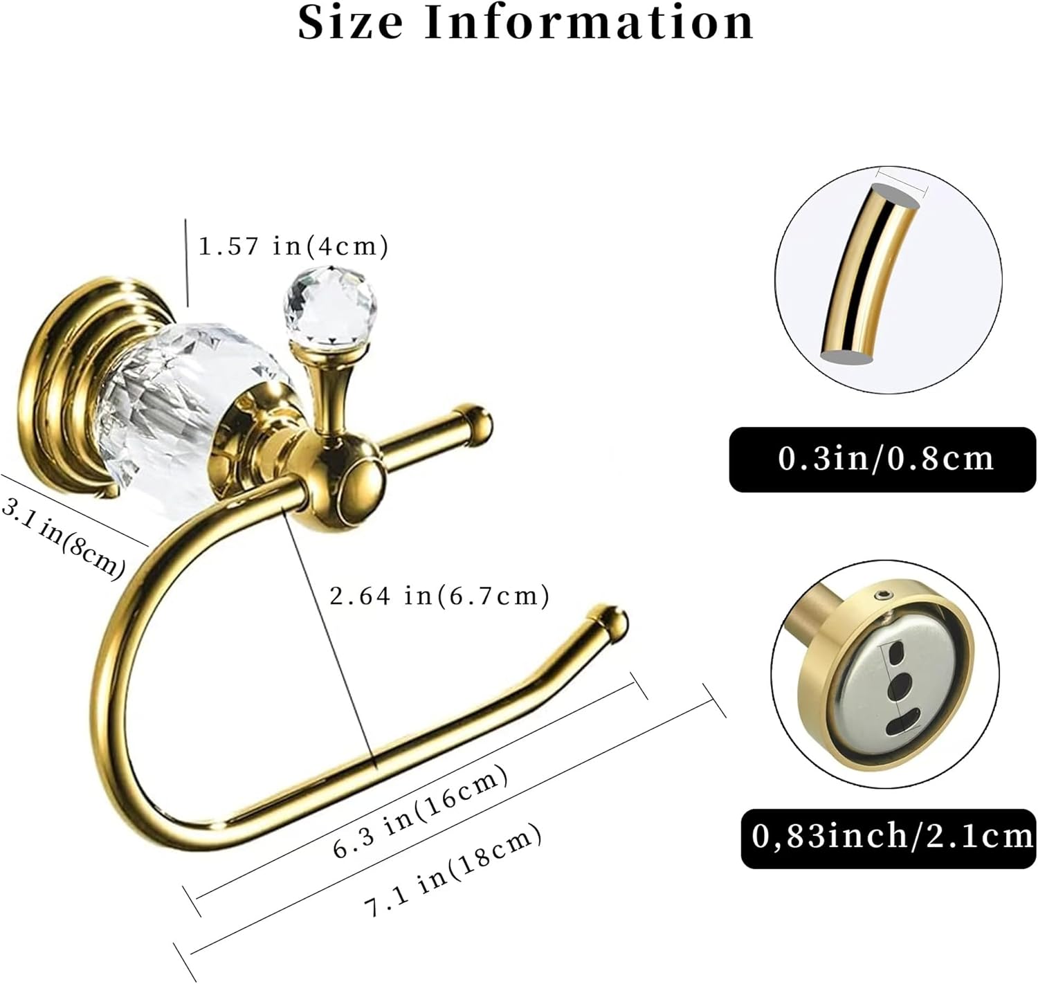 Gold Crystal Toilet Paper Holder, Golden Bathroom Toilet Paper Roll Hanger Wall Mounted, Modern Toilet Tissue Holder Bathroom Accessory