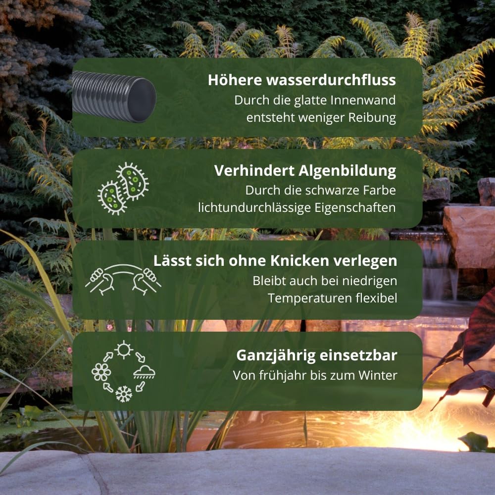 HeRo24 PVC Spiralschlauch 25 mm (1") – 10 m – flexibler Saug- & Förderschlauch mit Hart-PVC Verstärkungsspirale – ideal für Teich, Garten, Pumpen & Filteranlagen
