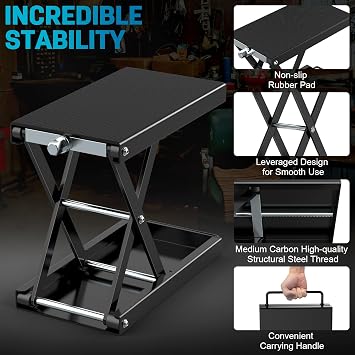 Motorcycle Lift Stand with J Crank Handle, 1100 LB Capacity Motorcycle Jack