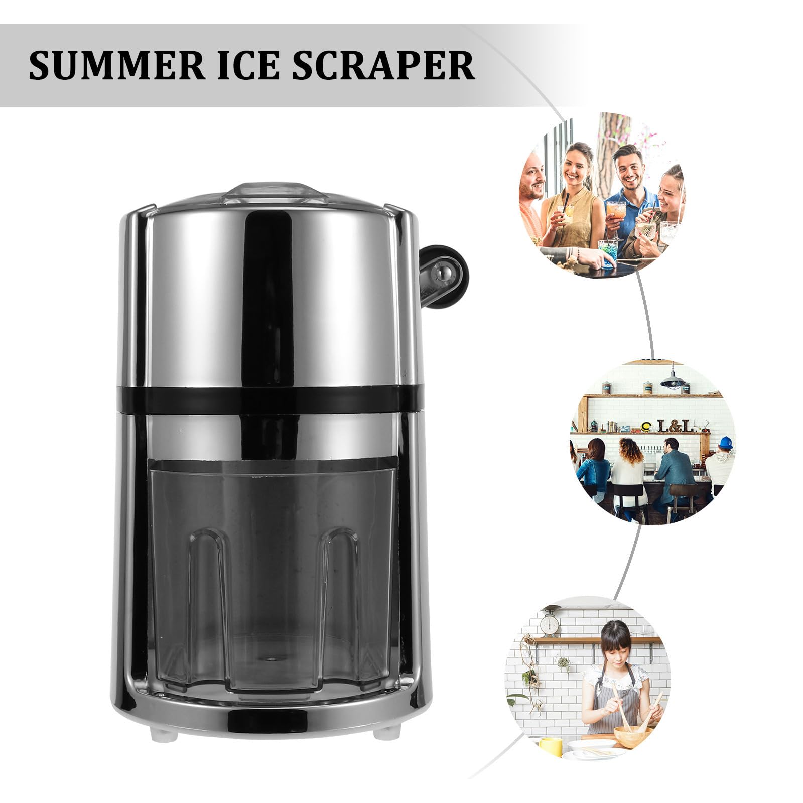 Levemolo Trituradora de Hielo Manual Portátil para Cocina y Bar, sin Electricidad, Manivela, Acero Inoxidable y Abs para Preparar Bebidas y Cócteles