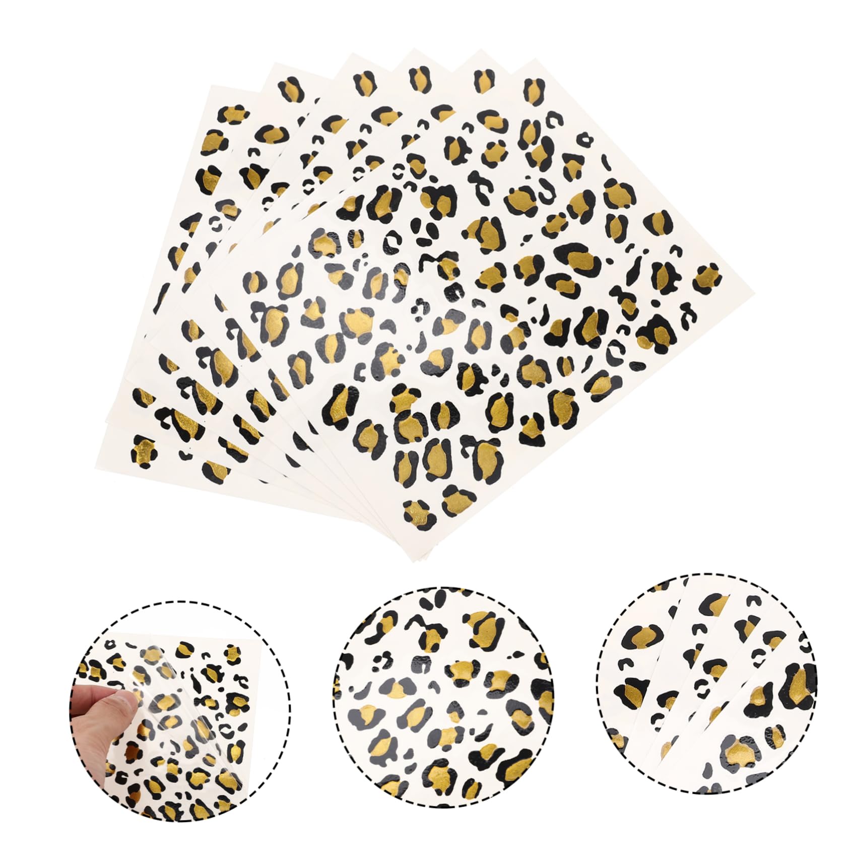 PartyKindom 6 Hojas de Tatuajes Temporales de Transferencia Térmica Estampado de Leopardo, Papel de Transferencia Delicado y Fácil de Aplicar para Fiestas y Club