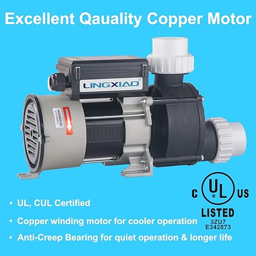 Miniatura 5 de LINGXIAO Bomba de baño de 1.5 HP y bomba de baño de bañera de hidromasaje - Motor de bomba LX de 110 V - 120 V, puerto de 1.5 pulgadas, compatible