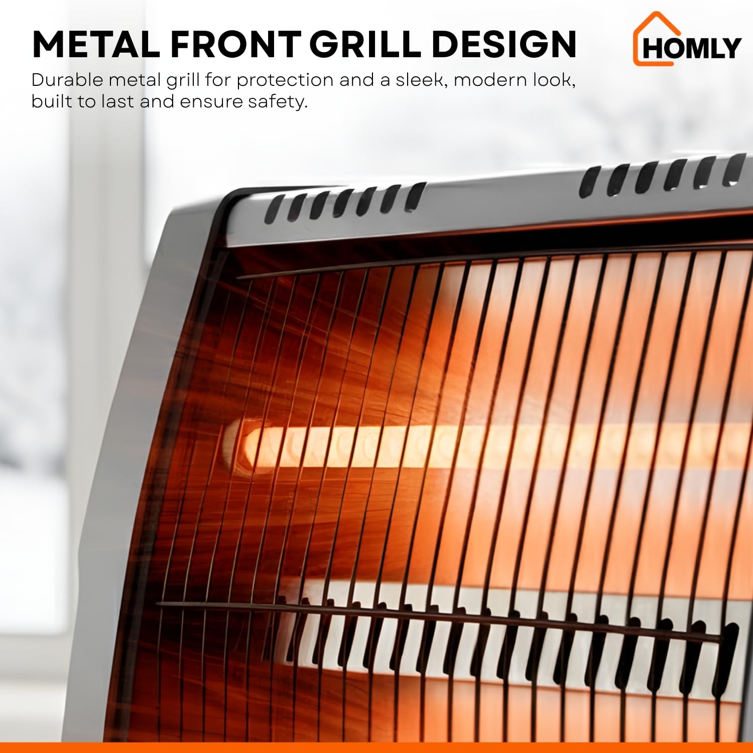 Homly Ritz 800 Watts Quartz Room Heater with Dual Heating Tubes | Dual Heating Settings For 400W & 800 W | Tip-over Protection|Cool Touch Shockproof Body with High Thermal Protection - Grey 1