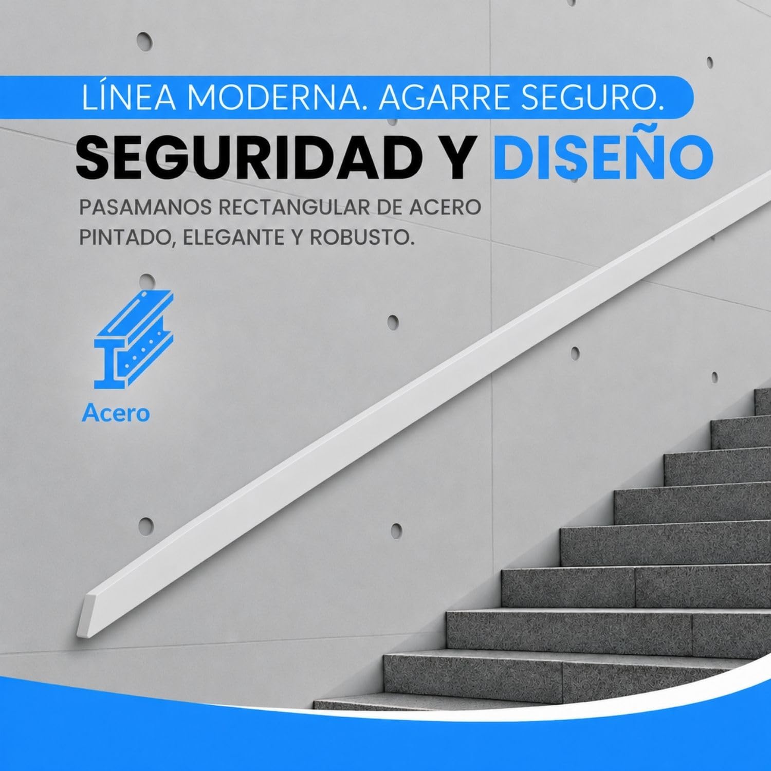INOXLM - Pasamanos Rectangular 40 x 20 mm de Acero Pintado Blanco | Made in Italy Color Negro | Ideal para Uso en Interiores y Exteriores | Bricolaje (160 cm)