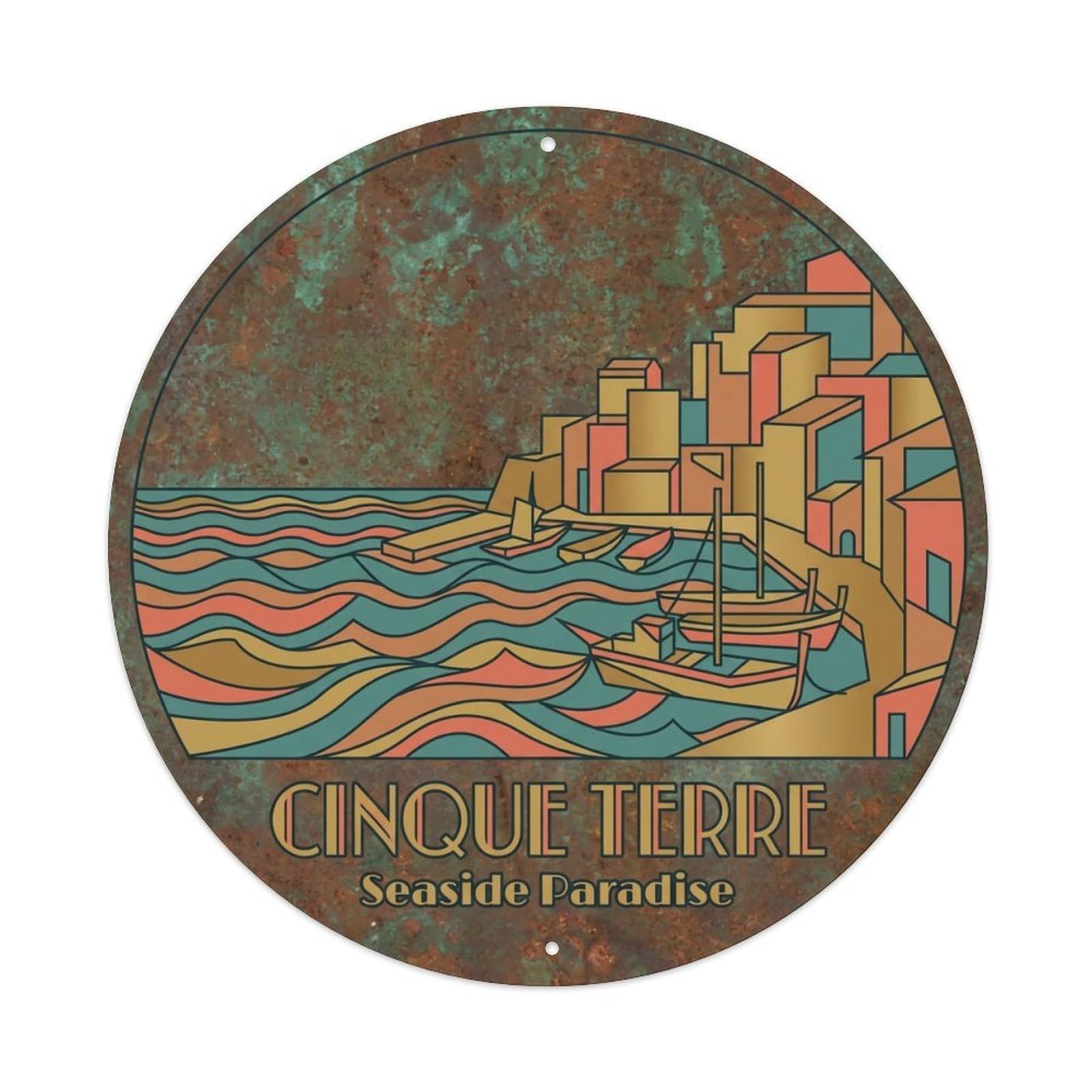 Vintage Travel Cinque Terre Italy Journey Metal Tin Sign