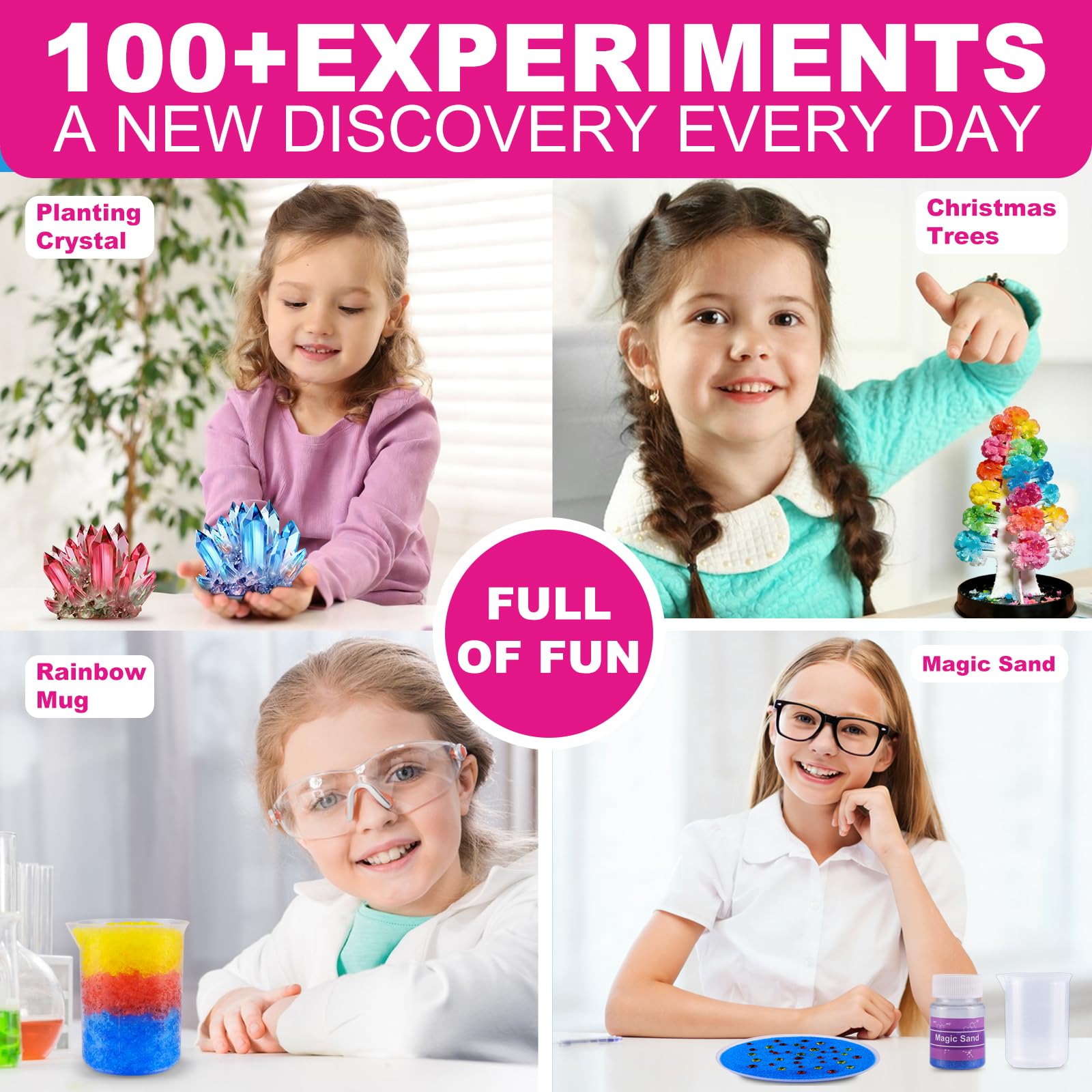 Girls Science Kit for Kids Ages 4-8 6-8 8-10, 100+ Fun Educational Experiments for Girls & Boys, STEM Projects and Science Experiments, Science Toys, Gifts for Kids - 5