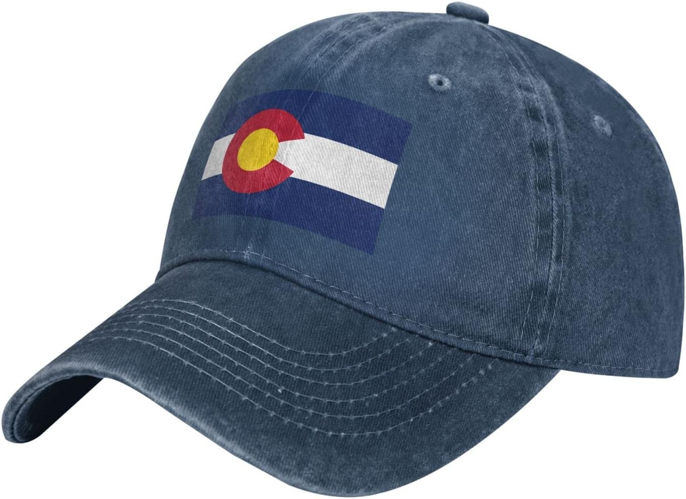 Flag of Colorado Hat Retro Vintage Washed Cotton Denim Baseball Caps Unisex Adjustable Navy Blue