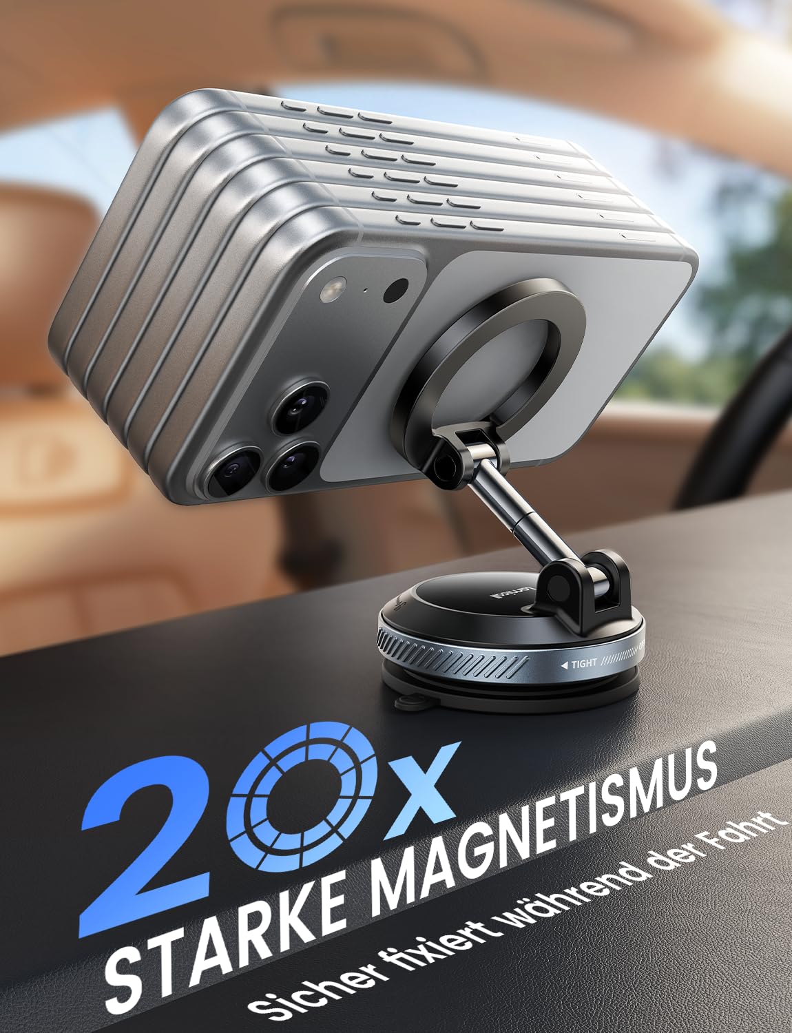 Lamicall Handyhalterung Auto Vakuum für MagSafe Autohalterung - [TOP Saugnapf] Handy Halterung Auto Magnet für Armaturenbrett & Windschutzscheibe, 360° Magnetische KFZ Halter für iPhone 17 16