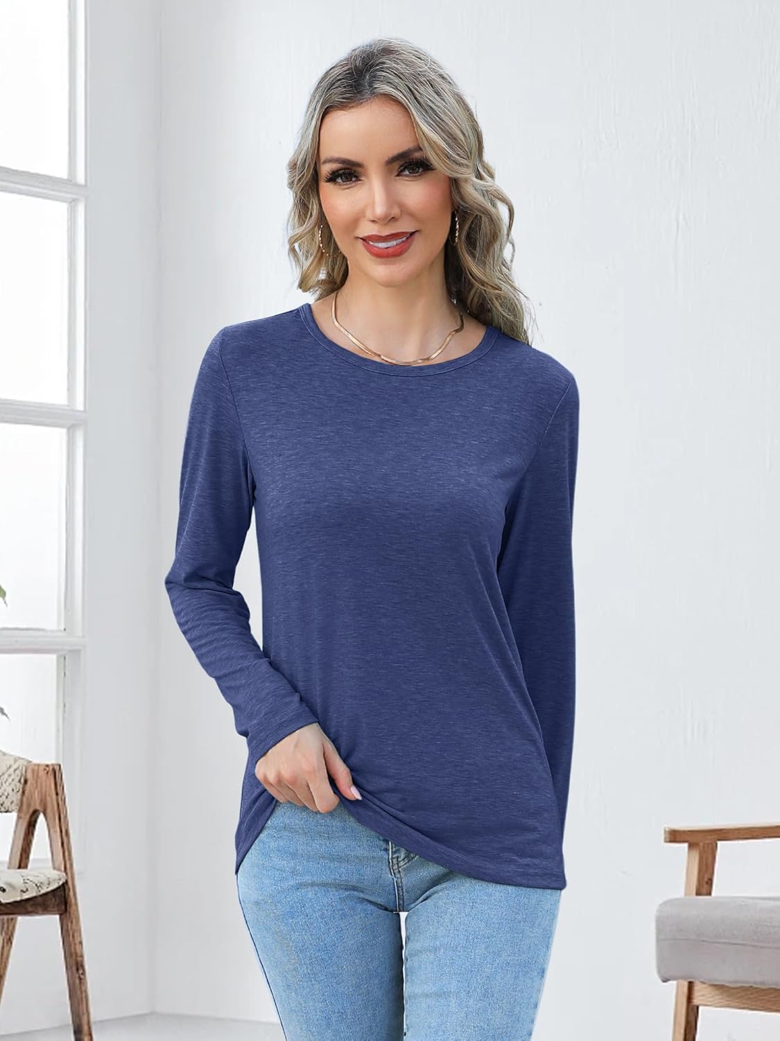 Long Sleeve Shirts for Women Pack Crewneck Basic Tee Tops Spring Casual Tshirts - Image 6