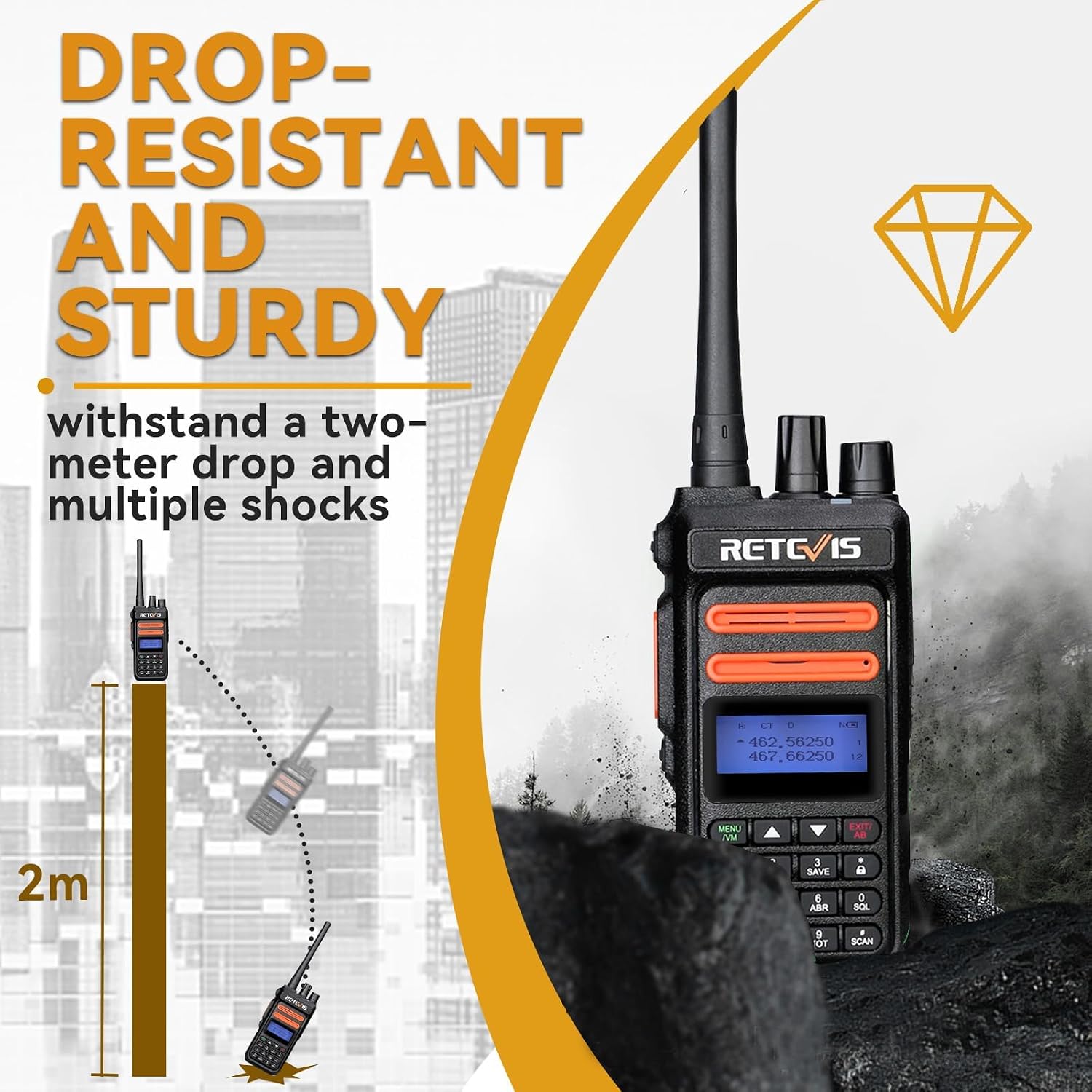 Retevis RT76P Two Way Radios with Shoulder MIC, GMRS Radios, Walkie Talkies Long Range, Easy Pairing, NOAA, VOX, SOS, Repeater Capable, Rugged 2 Way Radios for Business Warehouses Farms(4 Pack)