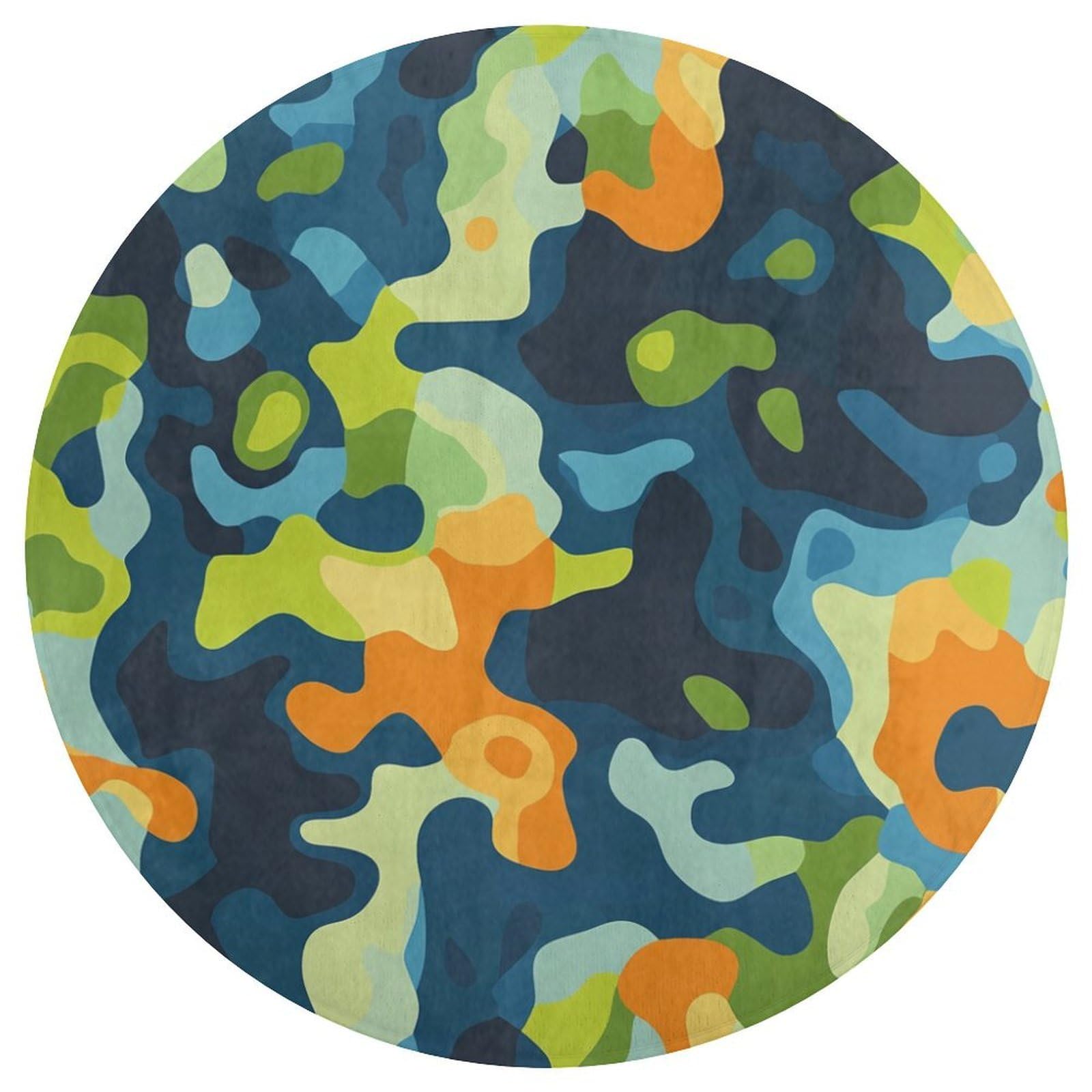 Tapis rond moderne motif camouflage de 90 cm pour relooker une chambre d'ado