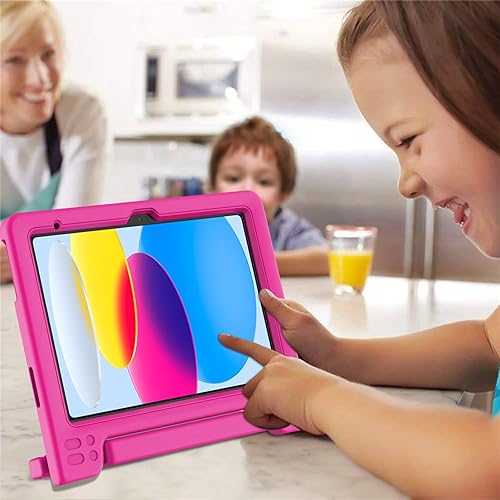 Miniatura 3 de TIRIN Funda para dispositivo eléctrico portátil para iPad de 10.9 pulgadas 2022, funda rosa con protector de pantalla integrado, soporte ligero a