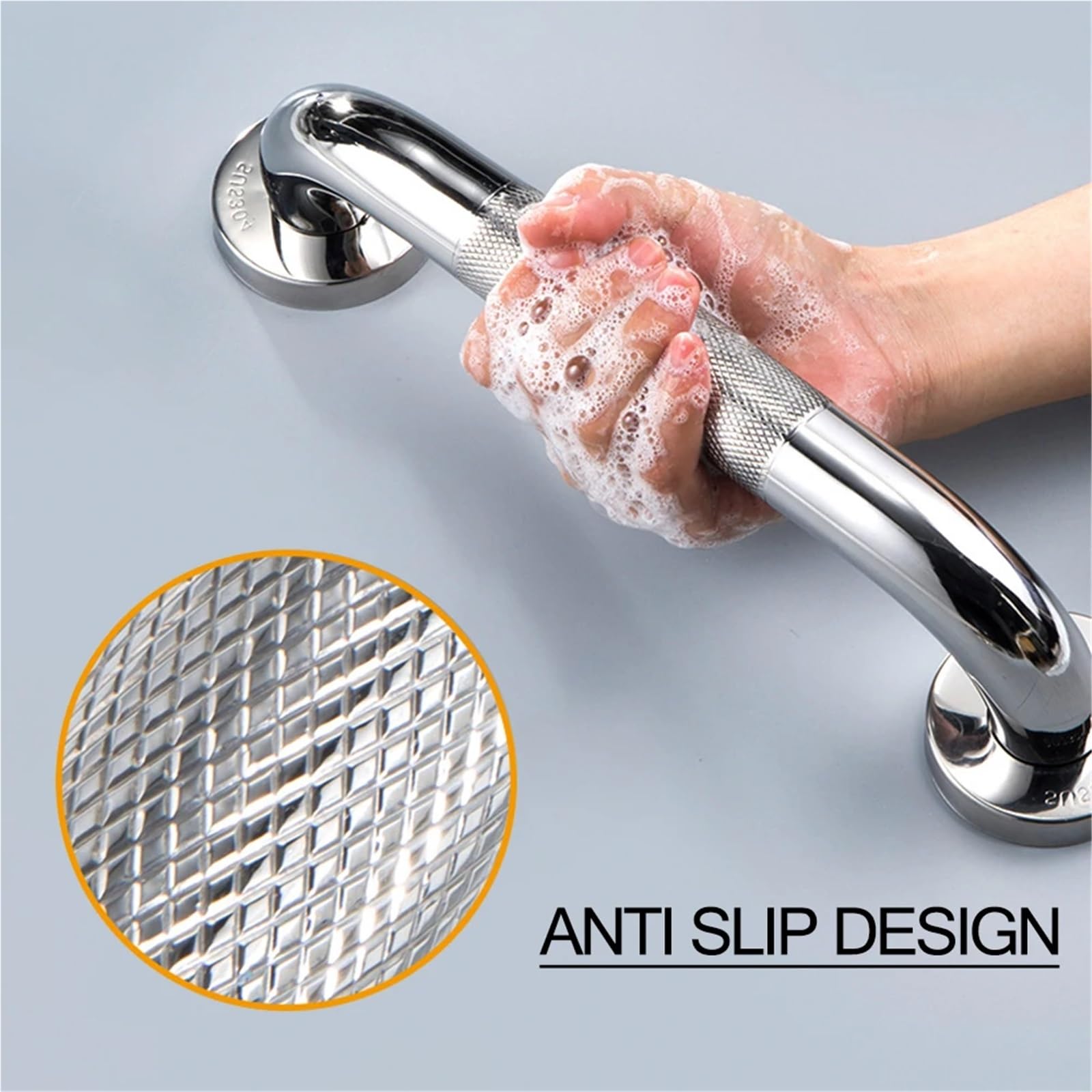 Pasamanos Barra de Agarre Baño Bañera Inodoro Antideslizante Ducha Mango de Apoyo de Seguridad Previene Caídas Accesorio de Baño(Sliver-25mm-60cm)