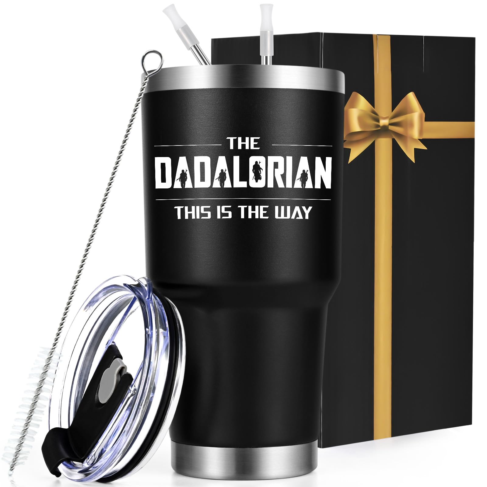 Gobelet Dadalorian isotherme 887 ml en acier noir pour papa