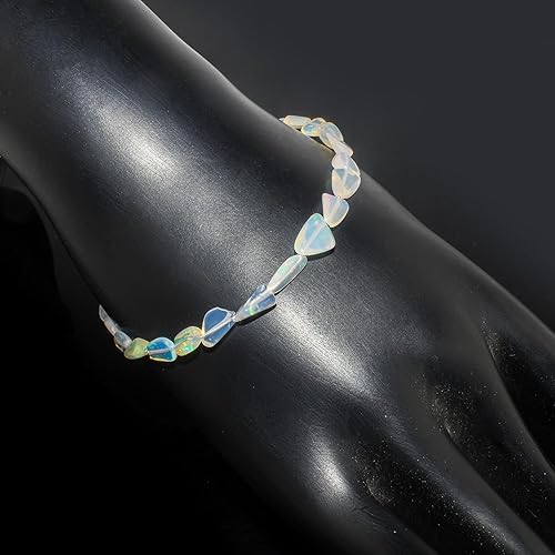 Miniatura 4 de 100% Natural Welo Ethiopian Fire Opal Faceted Rondelles Gemstone Bracelets, Healing Chakra Crystals, Birthstone, Rhodium Plated 925 Sterling Silver