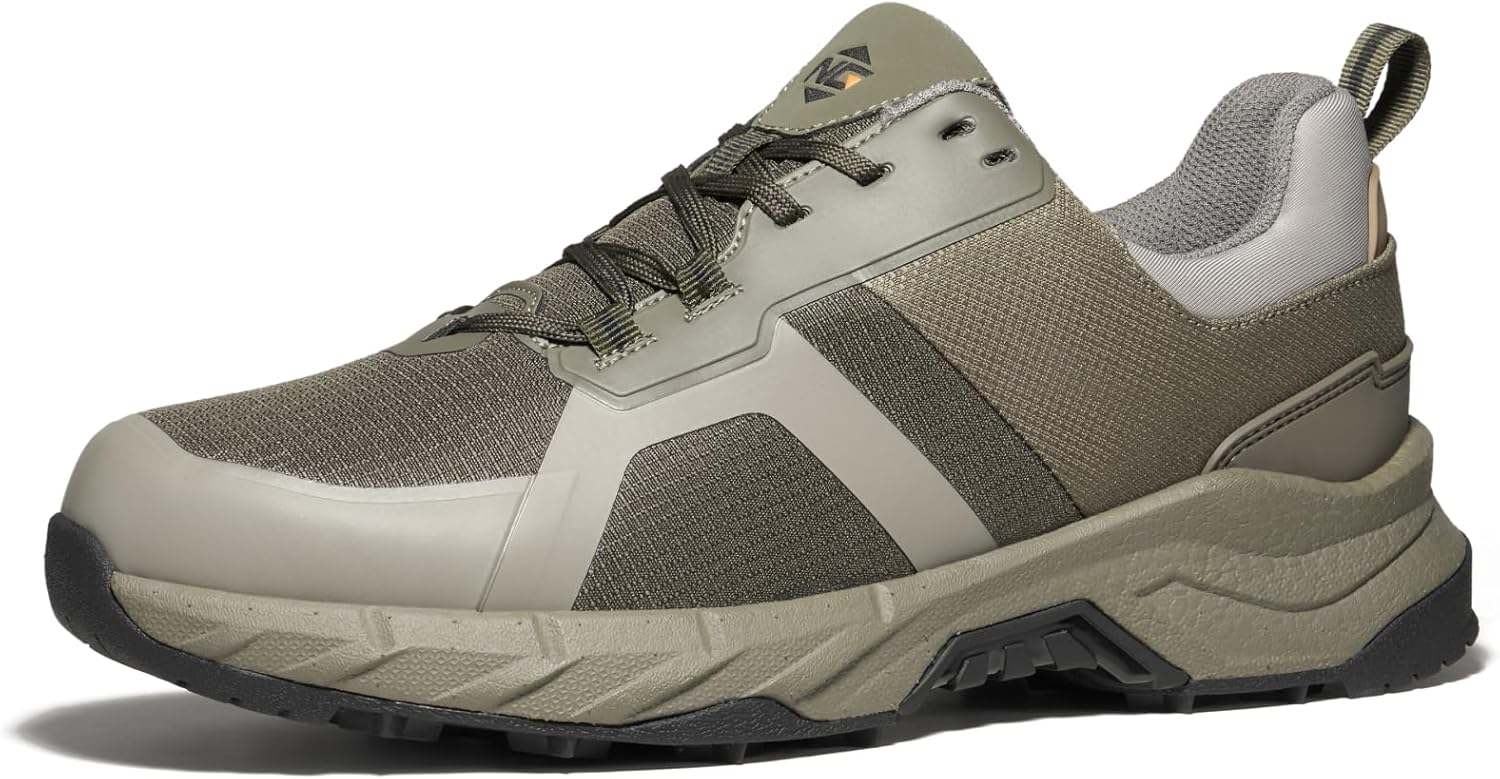NINGO Men's Waterproof Hiking Shoes, Lightweight Breathable Non Slip Work Sneakers for All-Day Comfort, Outdoor Trails Shoe for Trekking, Camping, Backpacking, Walking, Mountaineering