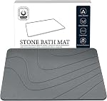 Stone Mat de bain, tapis de douche de terre diatomées, (23.6" x 15.4") Mat de bain à séchage rapide antidérapant Super Absorbent, design moderne naturel et élégant, facile à nettoyer, motif en marbre (gris clair)