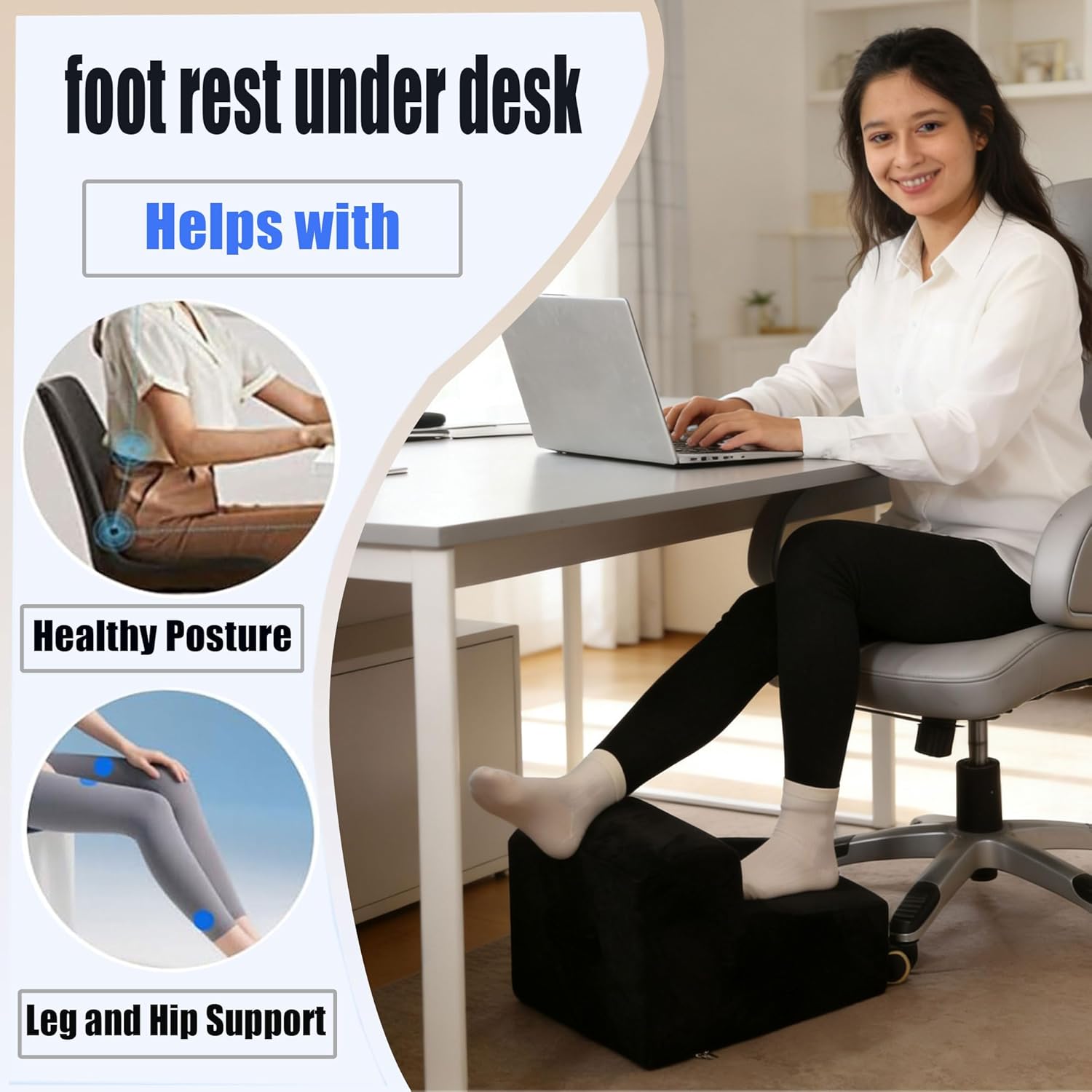 Foot Rest for Under Desk At Work.Ergonomic Foot Rest for Under Desk At Work,Rest for Under Desk Office & Home,Footstool Leg Elevation