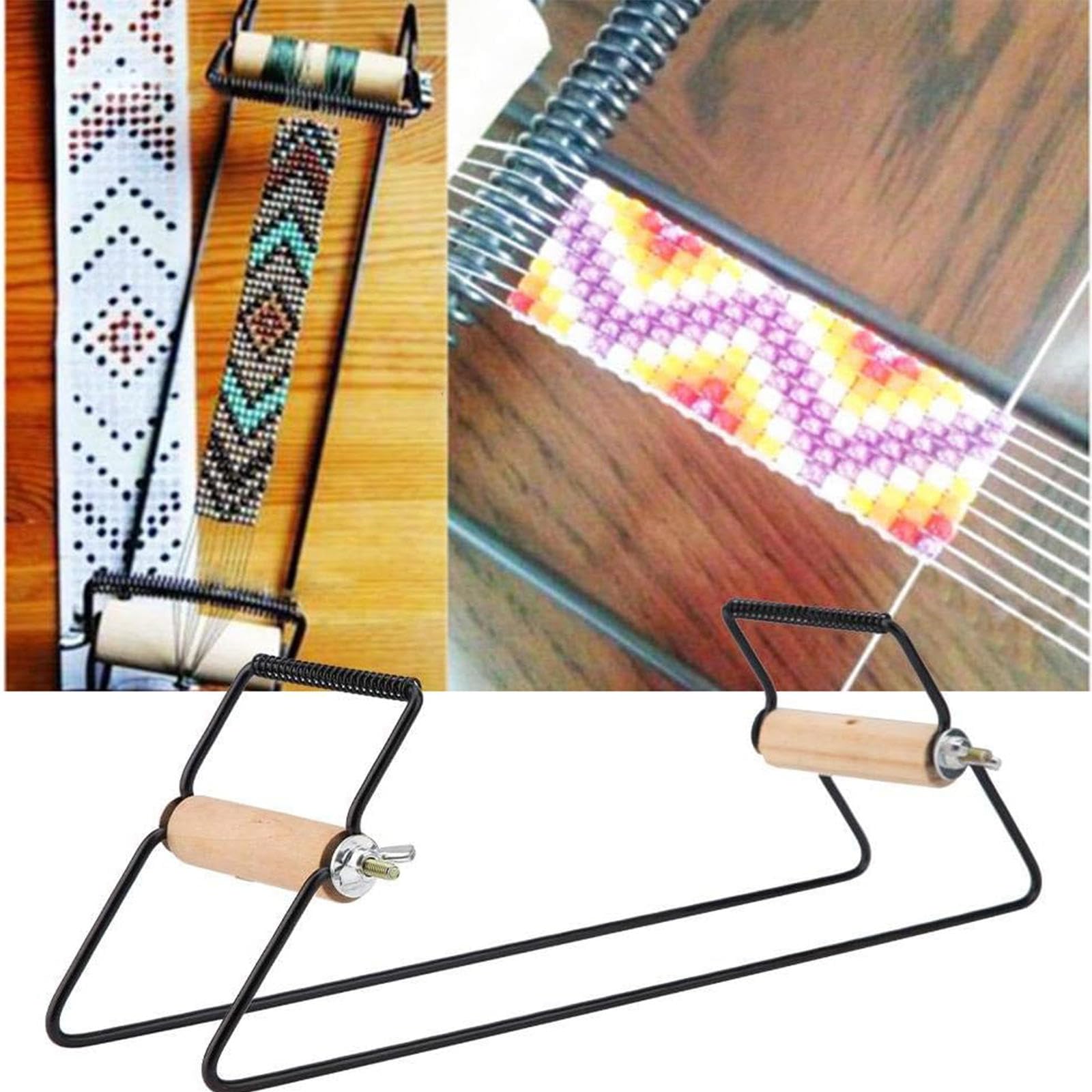 Telar de Cuentas, Marco de Telar de Cuentas de Acero Inoxidable de Madera, Telar de Cuentas DIY, Telar de Joyería para Collar, Pulsera y Más