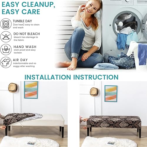 Miniatura 8 de Eco-Ancheng Funda de banco de comedor, funda de banco extraíble, protector de muebles de asiento de banco elástico, para sala de estar y cocina (18)