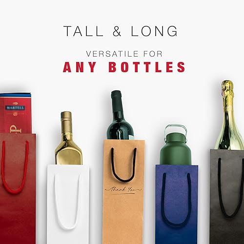 Miniatura 3 de TOHOKU PRIME Bolsas de vino tinto, 4 x 4 x 13 pulgadas, 60 bolsas altas de vino rojo, bolsas para botellas de vino