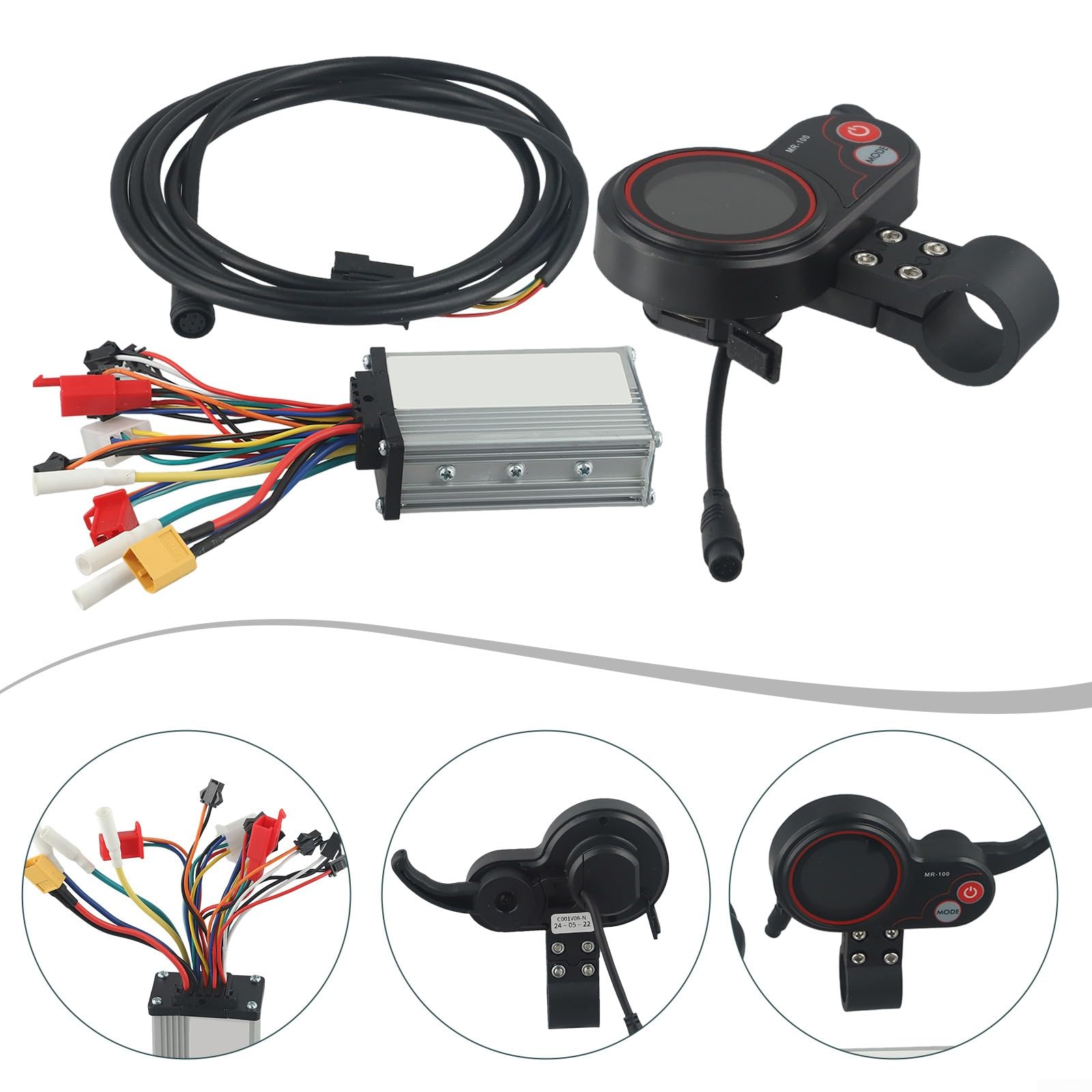 Controller motore con display LCD per scooter elettrico, 500 W, 36 V, 48 V, con pannello di controllo LCD e kit interruttore del cambio (48 V)