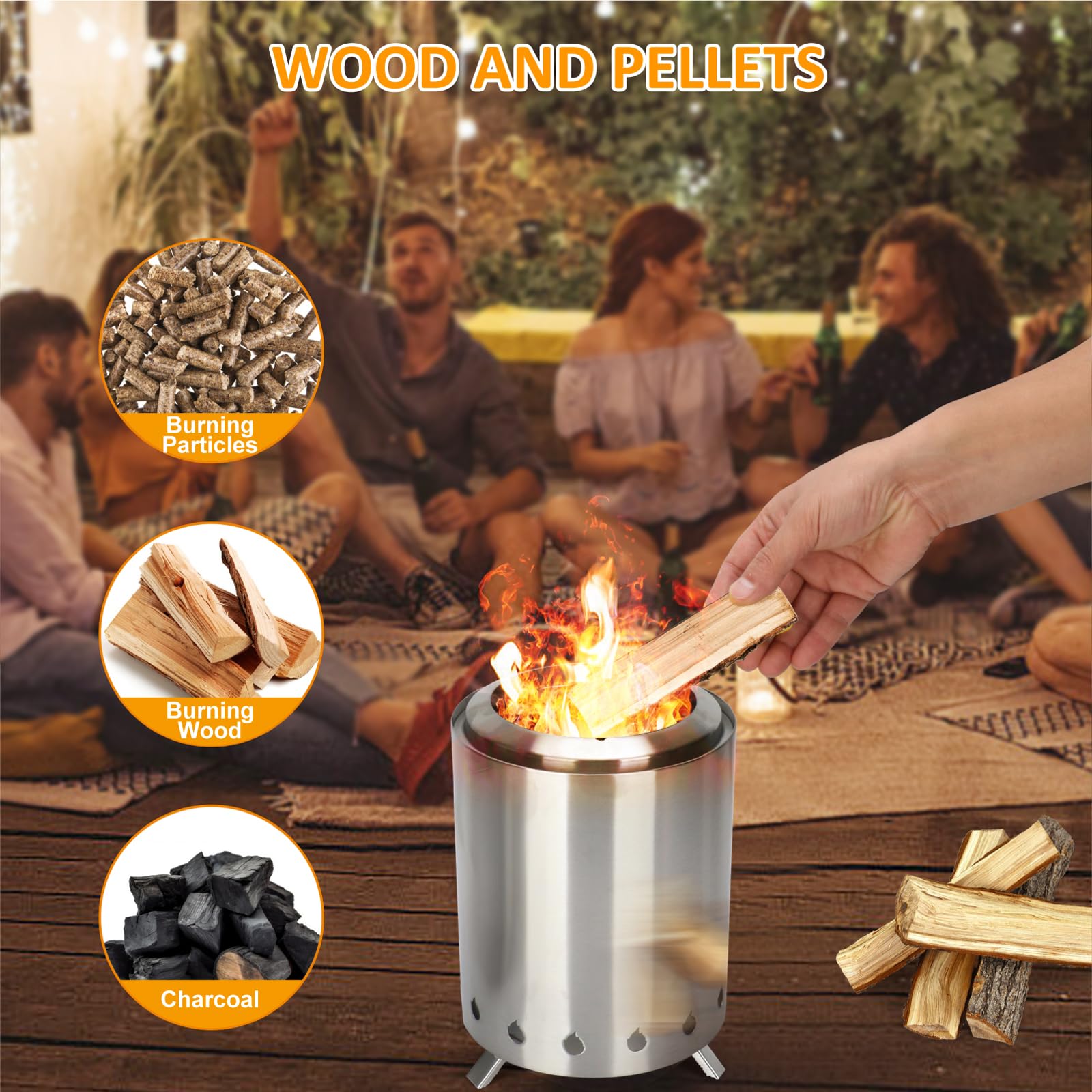 Tisch-Feuerstelle Aus Edelstahl – Rauchfrei, Tragbar & Mit Zubehör Für Camping & Garten