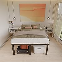 Vista 36 de Base de cama tamaño Queen de 12 pulgadas, no necesita somier, base de colchón de plataforma de metal resistente con listones de acero