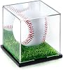 Baseball Display Case, Acrylic Baseball Case for Display, UV Protected Baseball Display Box for Memorabilia Baseball, Autographed Softball Clear Display Case with a Mirror and Turf Stand-Black(1PC)