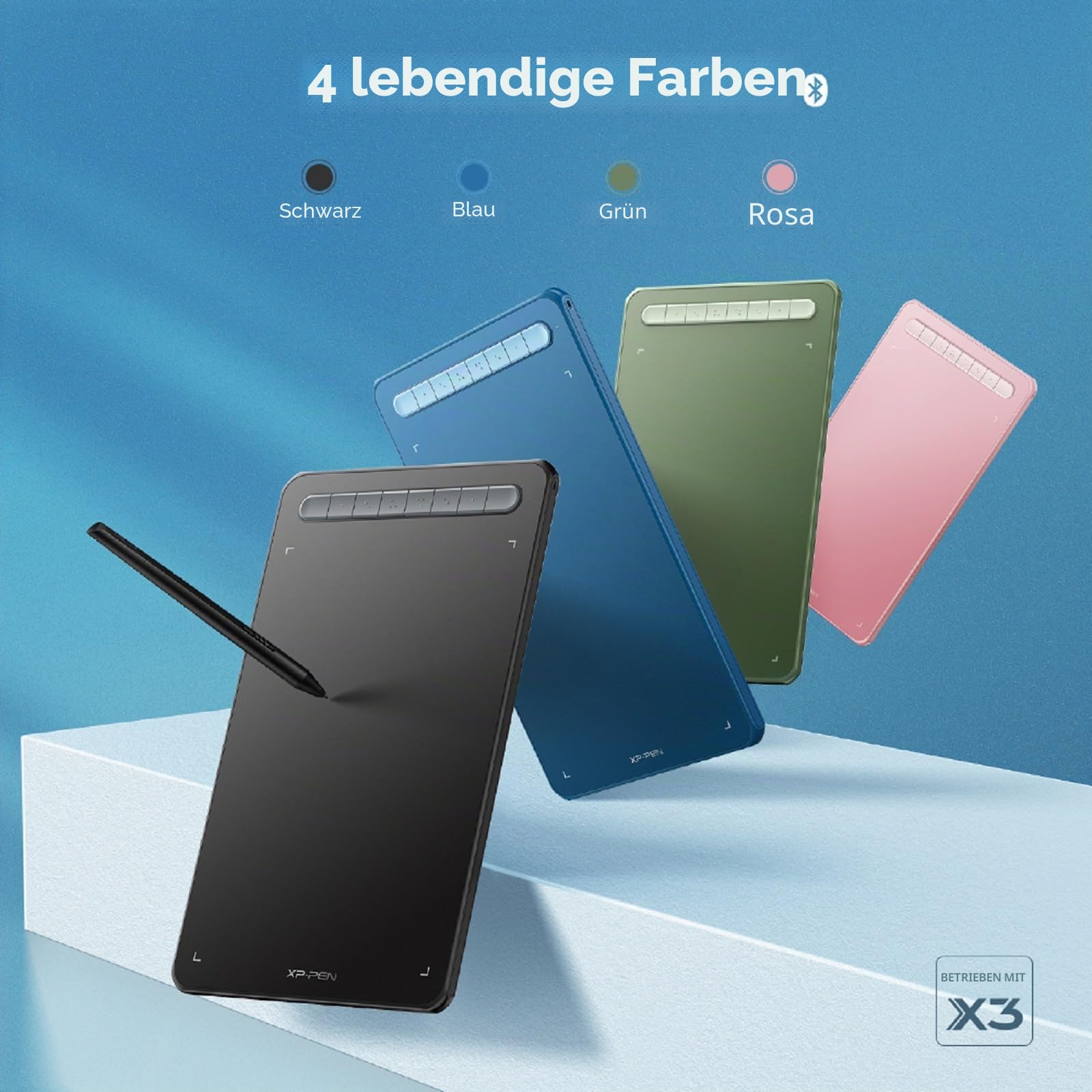 XPPen Deco MW 8x5 Zoll Grafiktablett Bluetooth Wireless Zeichentablett mit 8 Tasten, Drawing Tablet mit X3 Stylus, kompatibel mit Windows, Mac, Android, Chrome OS und Linux (Schwarz)