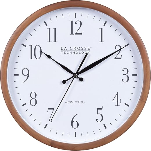 La Crosse Technology Atomic Analog Wall Clock, Wood, 12.80 (404-50447)