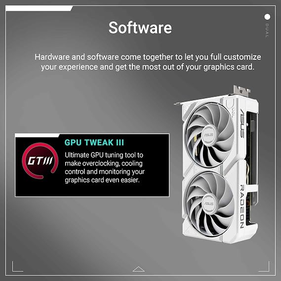ASUS DUAL-RX9060XT-16G-WHITE-AMD-RADEON-RX 9060 XT-16G-16GB GDDR6-128bit-3250MHz-HDMI-2xDP-DISPLAY CARD