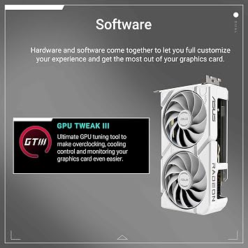 ASUS DUAL-RX9060XT-16G-WHITE-AMD-RADEON-RX 9060 XT-16G-16GB GDDR6-128bit-3250MHz-HDMI-2xDP-DISPLAY CARD