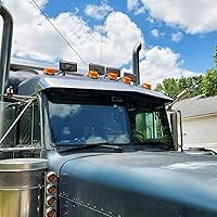 Vista 4 de 5 luces LED ámbar de 31 luces LED para techo de cabina con base cromada compatible con Peterbilt Kenworth Freightliner Volvo Mack