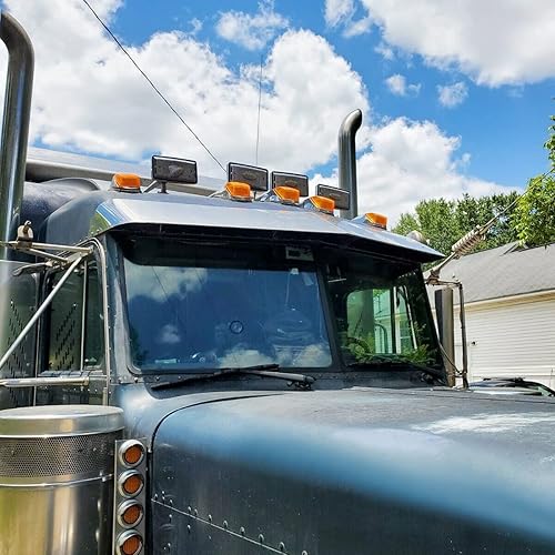 Miniatura 4 de 5 luces LED ámbar de 31 luces LED para techo de cabina con base cromada compatible con Peterbilt Kenworth Freightliner Volvo Mack